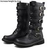 Fashion Large Size Men's Leather Motorcycle Boots Mid-calf  Combat Boots Gothic Belt Punk Boots Men Shoes Tactical Boot 2025