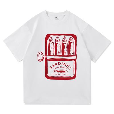 Футболка Сардина Мода Мужская/женская Одежда Ретро Харадзюку Высококачественная Одежда Море Океан Рыбак Топы Винтажные Хлопковые Футболки