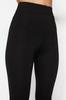 Women's Style Plus Size Black Ribbed Elastic Waist Flare Flare Leg High Waist Knitted Trousers