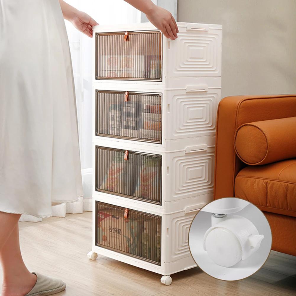 1/2/3/4/5/6 ярусный пластиковый 23QT штабелируемый контейнер для хранения с колесиками магнитная дверь складной ящик для хранения для гостиной общежития