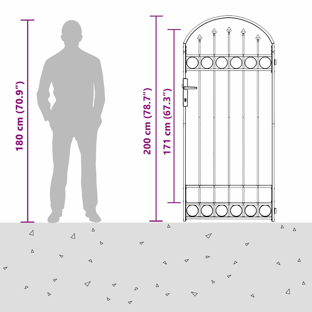 ASSEN Fence Post 200 x 88 x 14 cm Steel Gray Lockable