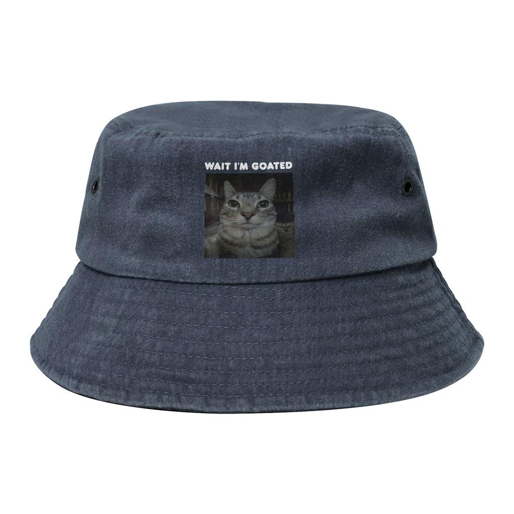 Street Wait Im Goated Meme Cat Bucket Hats Unisex Lightweight Hiking Fishing Cap Travel Headwear
