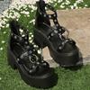 Мода 2025 Новые панк готические сандалии на платформе с открытым носком с ремешками и пряжками женская летняя обувь сексуальные заклепки толстый каблук обувь дропшиппинг