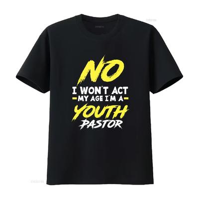 Смешная футболка I Won t Act My Age m A Youth Pastor Christian Shirt, винтажная, стиранная, мягкая, дышащая, удобный топ для повседневной носки