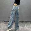 Cartoon Graffiti Jeans Trousers Female Autumn Winter High Waist Women Denim Pants Vintage Loose Wide Leg Pants 2023 New