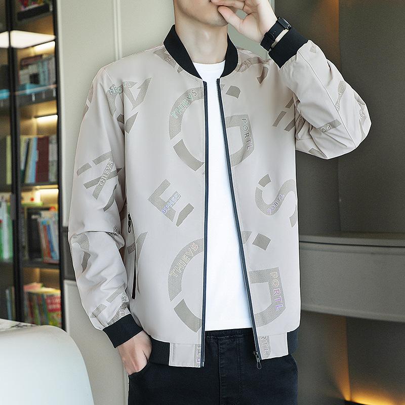 Куртка мужская осенне-зимняя новая корейская версия повседневной универсальной подростковой трендовой верхней спортивной куртки с принтом