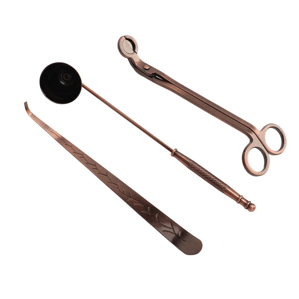 Set 3pcs Candle Accessory Stainless Steel Care Kit 3 In 1 Bronze Scented Candles Trimmer Set