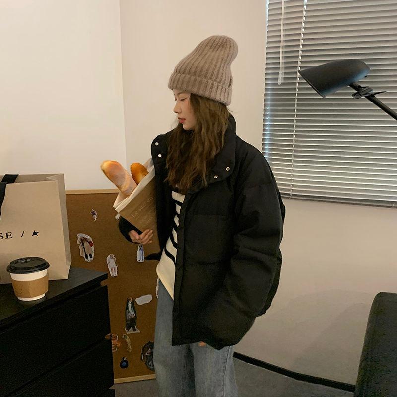 Короткие хлопковые пальто для миниатюрных женщин, зимняя корейская версия, воротник-стойка, хлопковая куртка, плотная и свободная куртка из хлопка