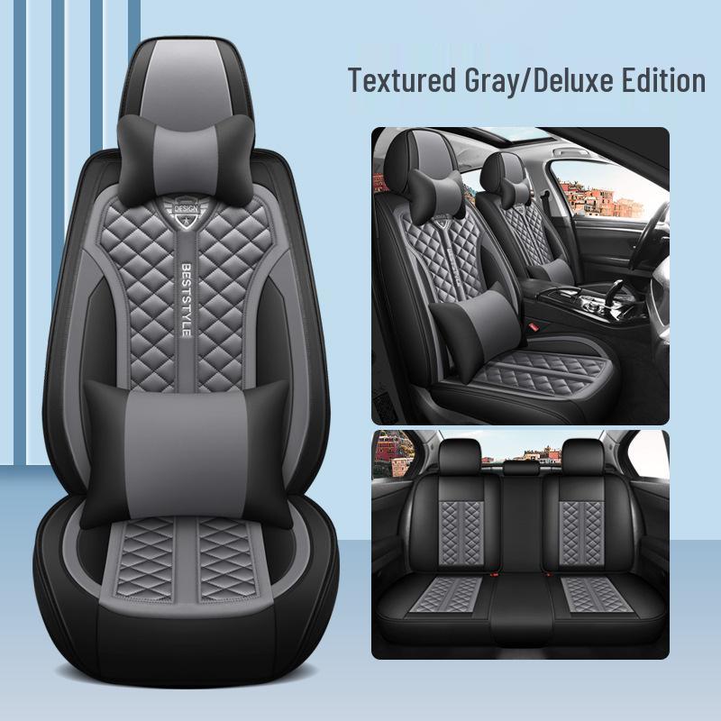 Universal Four-Season Cartoon Leather Car Seat Cushion Set for Five Seats