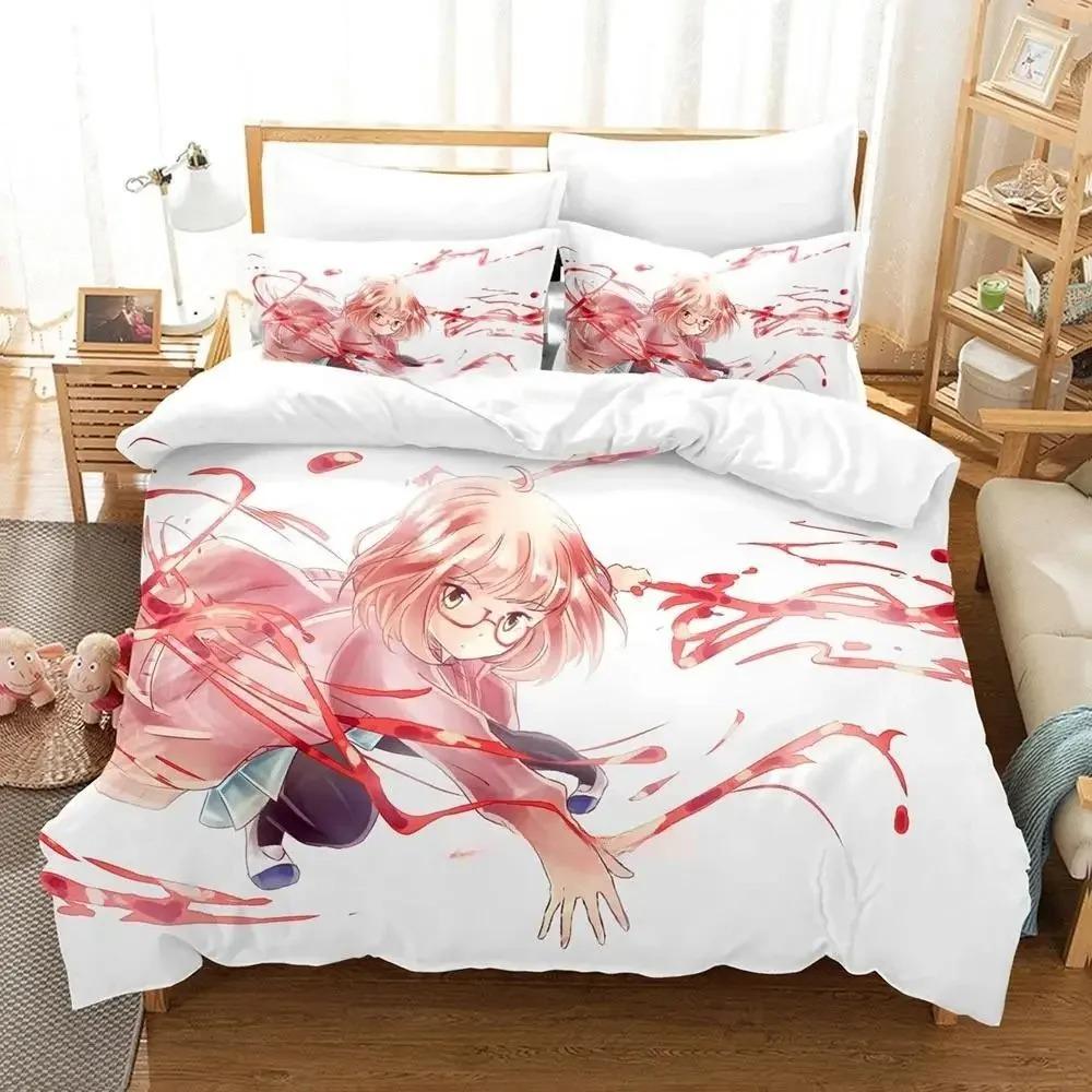 New Beyond the Boundary Bedding Set Cartoon Anime three-piece set Adult Kid Bedroom Duvet cover Sets 3D Kawaii Girl Home textile