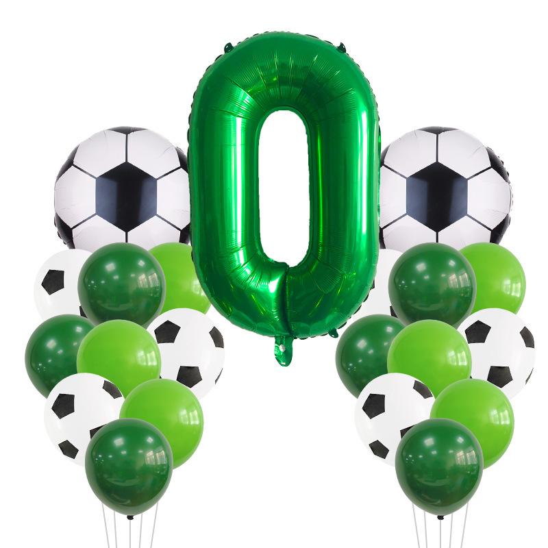 Green Yin Football Series Latex Balloon Digital Aluminum Film Set Baby Birthday Party Decoration Scene Arrangement