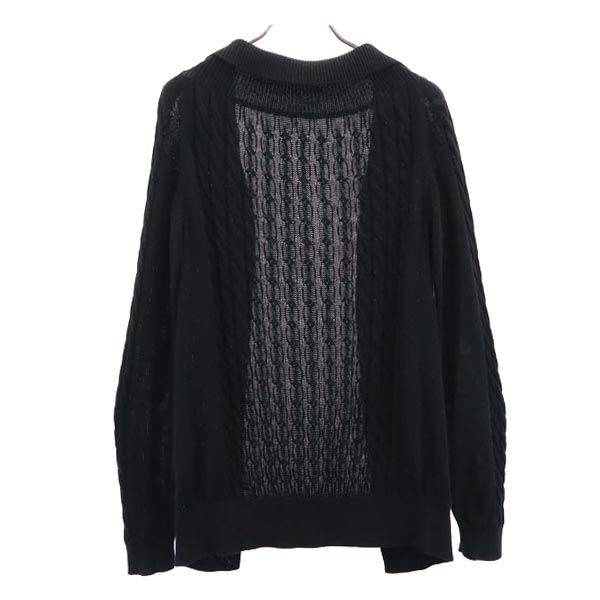 Yohji Yamamoto Хлопковый вязаный кардиган с длинным рукавом 2 черный Без пуговиц Женский Б/У