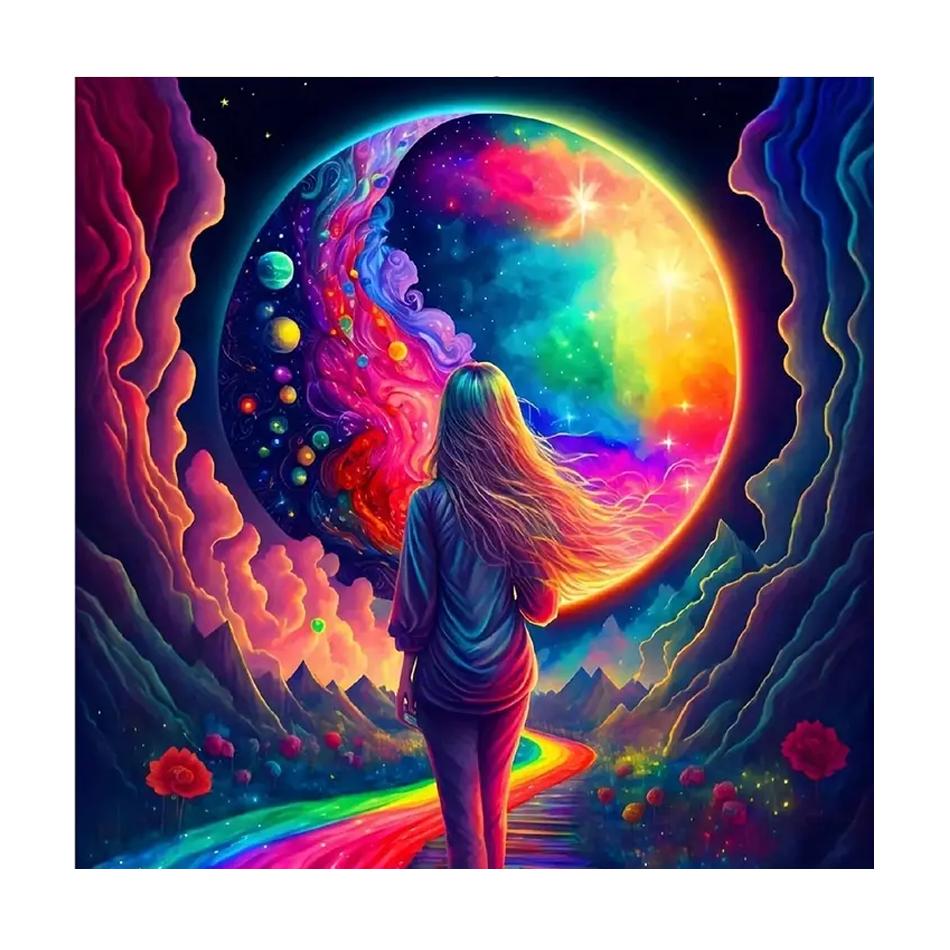 Рамка для рисования по номерам для взрослых, наборы красочных картинок по номерам для девочек, поделки своими руками для домашнего декора 40x40