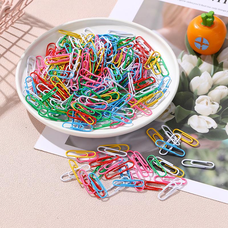 28mm Colored Paper Clips: Plastic-Coated Stationery Set for Students & Office