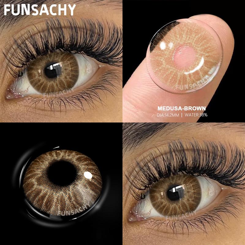 FUNSACHY 1pair Colorcon Colored Contact Lenses for Eyes Fashion Beauty Pupils Blue Lens Natural Cosmetic Makeup Lenses Yearly