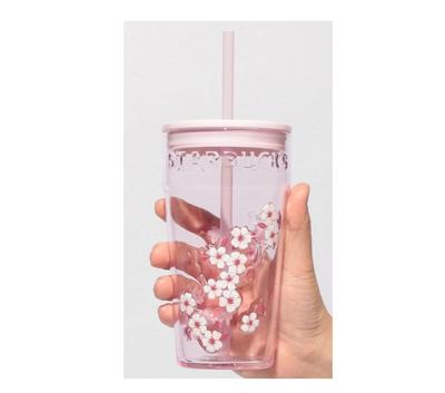 #2026 STARBUCKS JAPAN SAKURA 473мл СТЕКЛЯННЫЙ РОЗОВЫЙ ТЕРМОКРУЖКА БЕСПЛАТНАЯ ДОСТАВКА