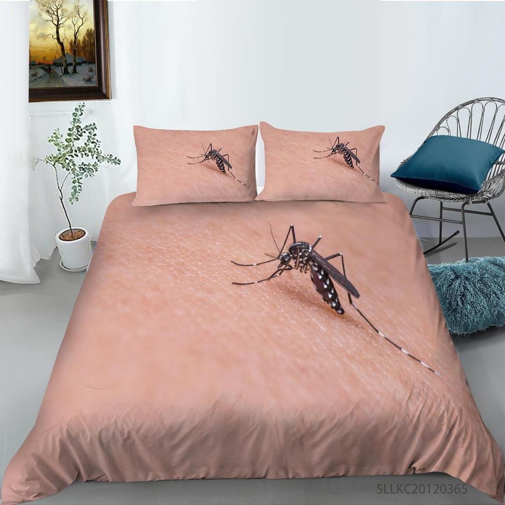 Women Home Bed Set Creative Mosquito Painting Duvet Cover Set Highend Bedding Cover Suit Pillowcase Stylish Bedding Cover