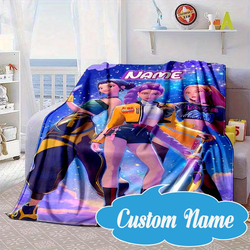 Custom Name KPop Cartoon Blanket bed sofa Blanket Flannel Blanket for Camping, Hiking, Picnic Essentials,gift for Fan family