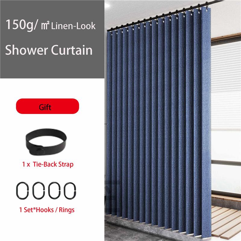 Складная шторка для душа под лен - Водонепроницаемая и без отверстий перегородка для ванной для ванны/душа Легкая установка Экран для уединения