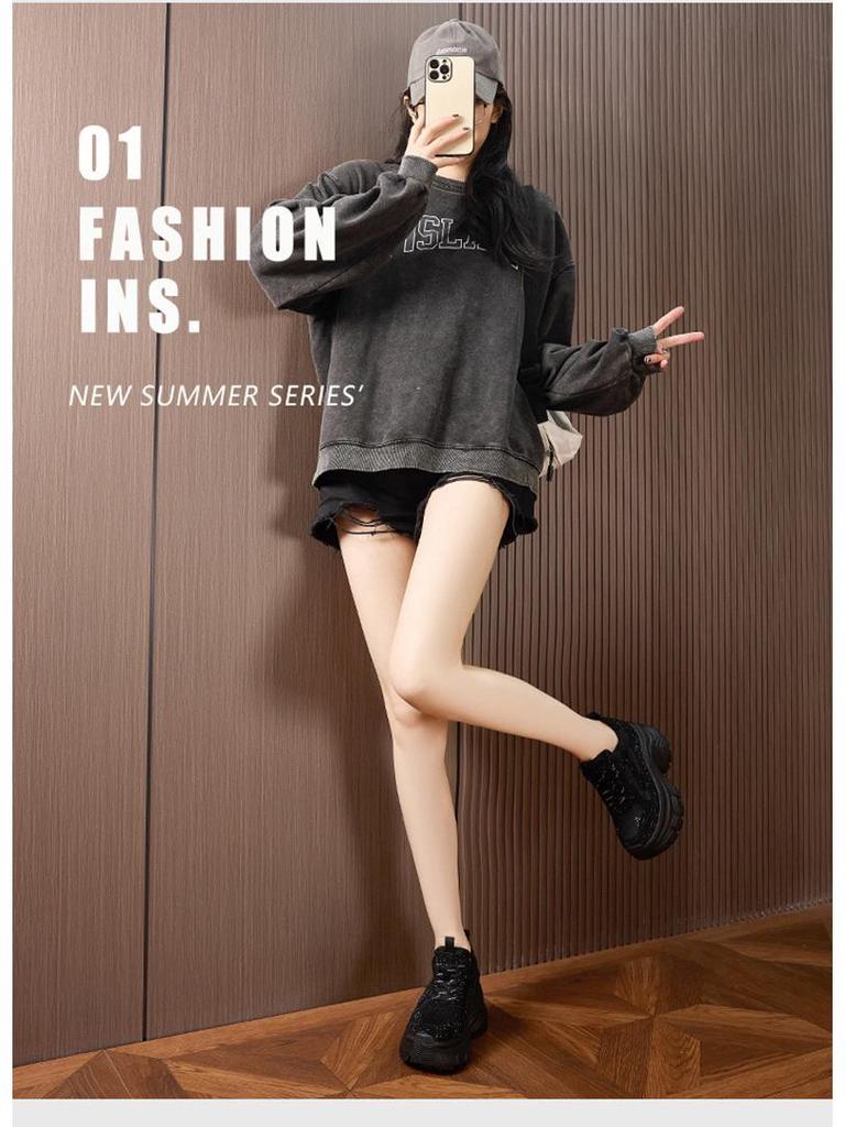 Женские легкие модные кроссовки на платформе со стразами и сеткой 2025 года — универсальный дизайн с толстой подошвой, визуально увеличивающий рост