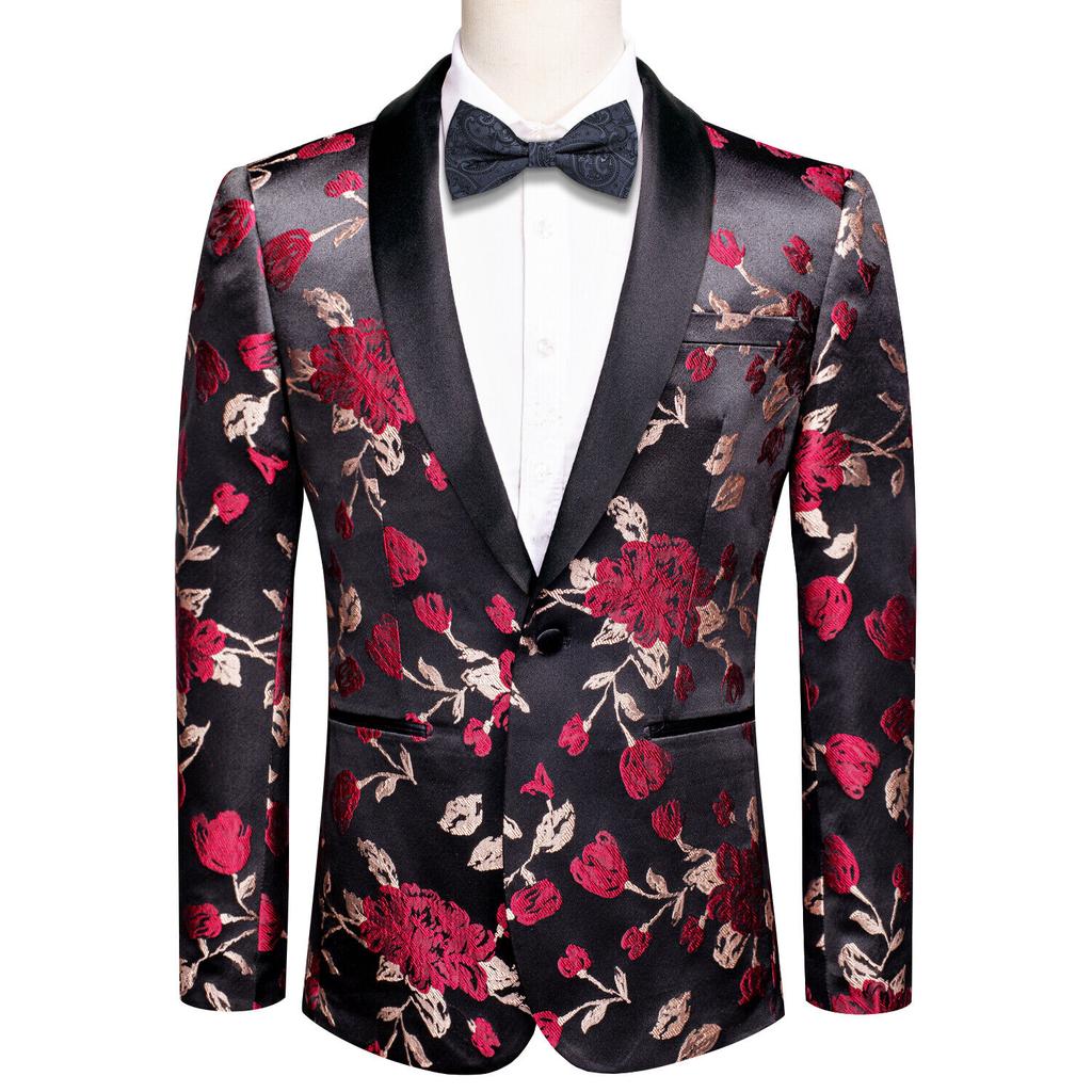 Men's Floral Dress Suit Luxury Embroidered Wedding Blazer Dinner Tuxedo Jacket