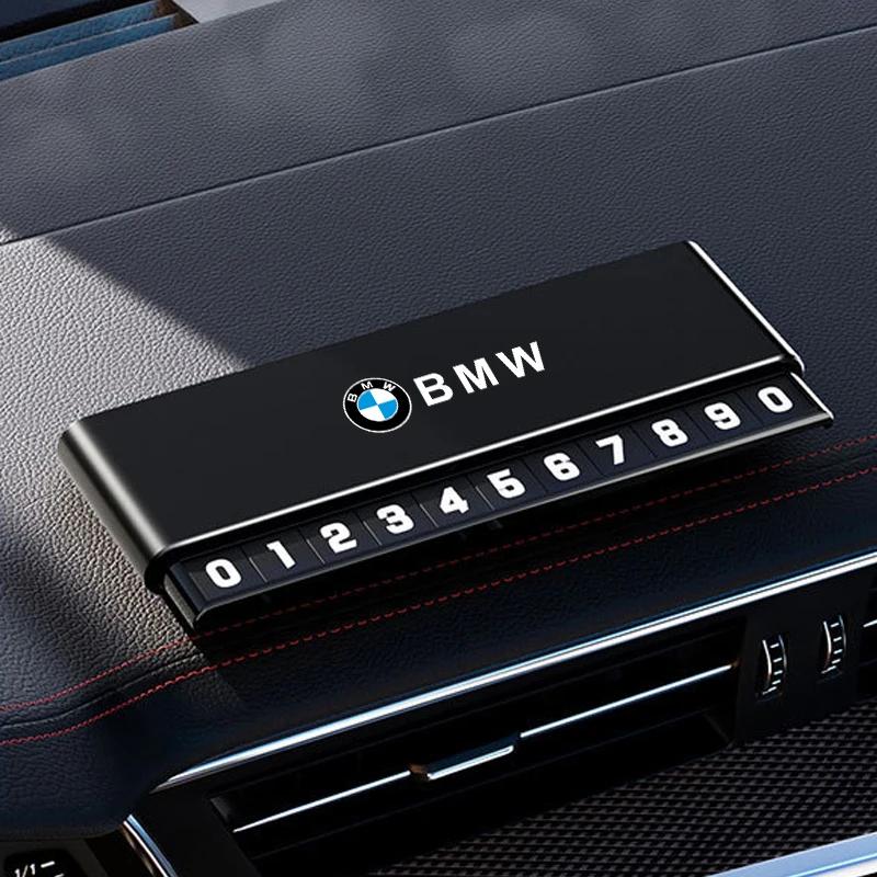BAGG9 Car Sticker Aluminium Alloy Car Temporary Parking Card Phone Number Plate For BMW M Emblem M3 M5 X1 E46 E36 E34 F10 E90 F30 E60