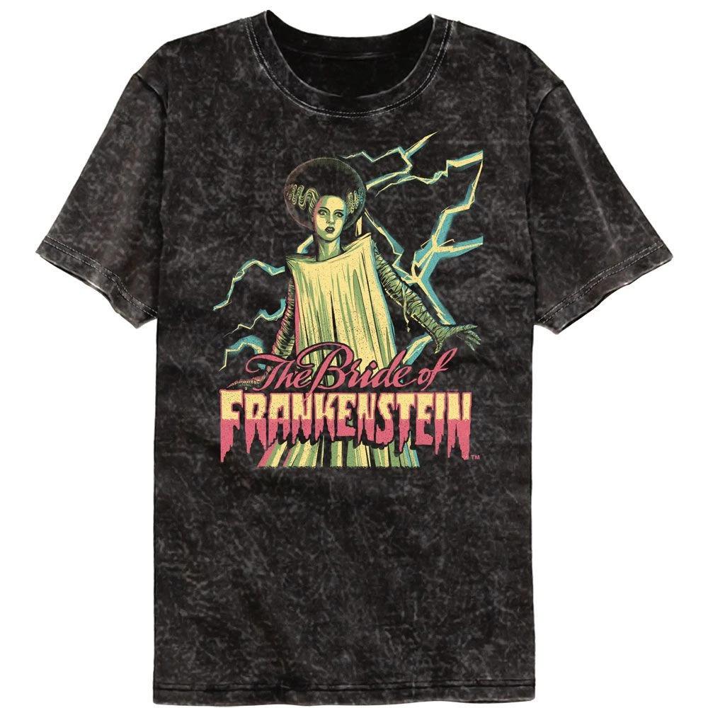 Universal Monsters Bright Bride Black Colortone Mineral Wash Movie Children's T-shirt
