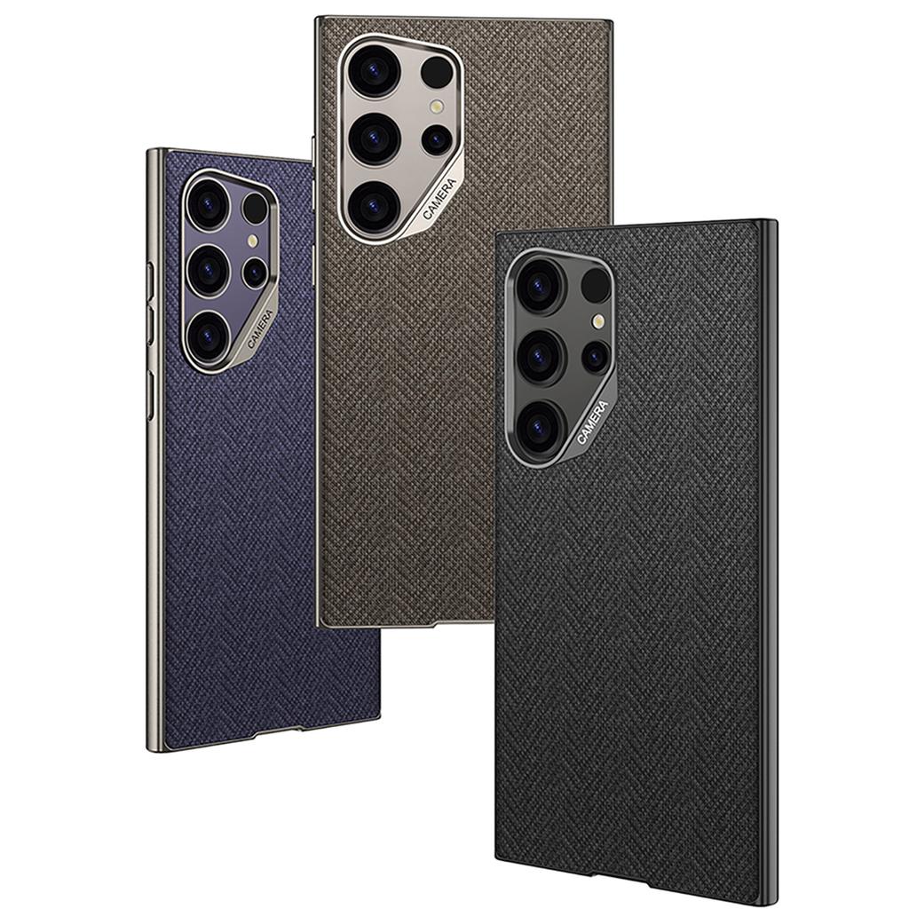 For Samsung Galaxy S23 Ultra Case Skin Touch PC+TPU+Cloth Phone Back Cover