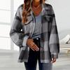 Lady Coat Plaid Print Cardigan Button-down Thick Fleece Long Sleeves Fake Chest Pockets Turn-down