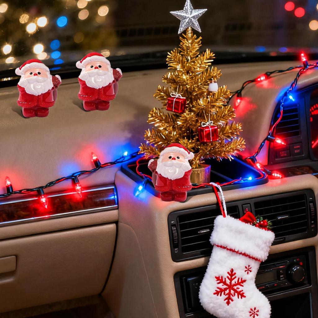 Mini Santa Figure Christmas Miniature Desktop Decor Collectible Santa Claus Ornament For Bedside Shelf Kitchen Dining Table Car