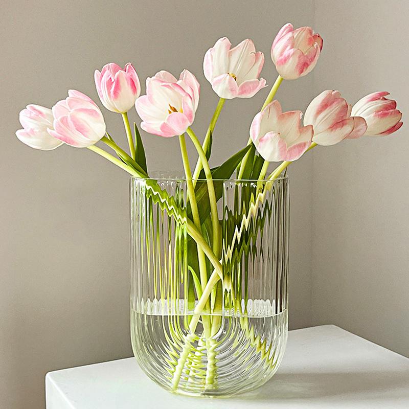 1PC Transparent Vase Decorative Ornament Flower Bucket Household Flower Pot Hydroponic Ware Imitation Glass 5 Styles