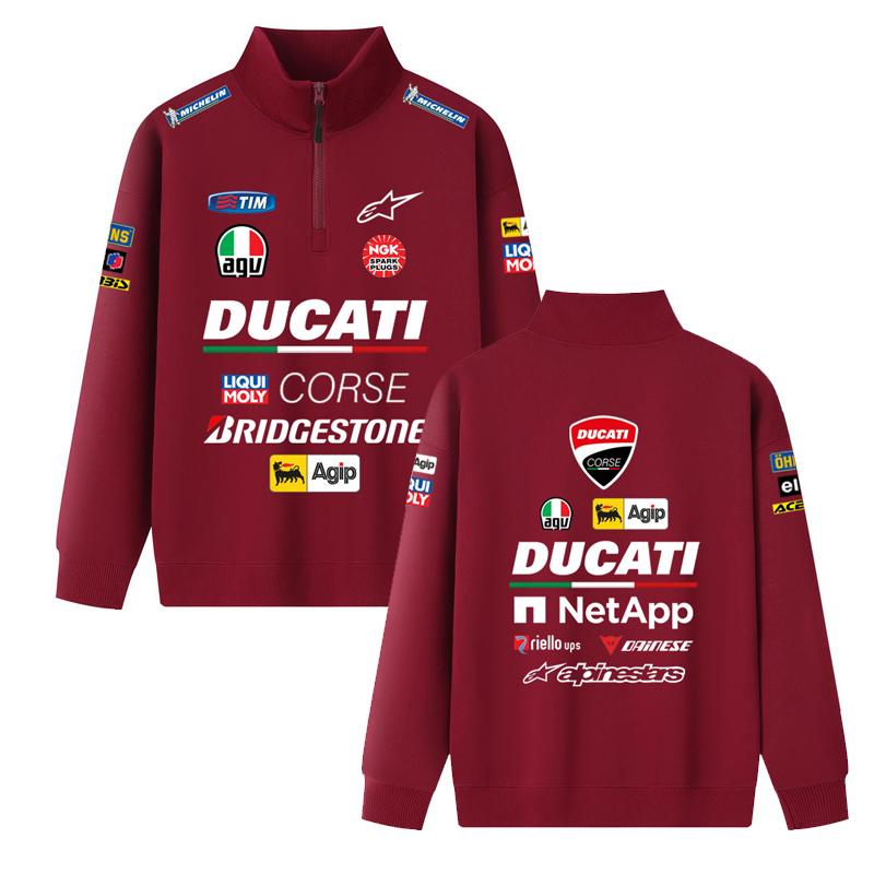 Ducati Свитшот Corse MotoGP Racing с молнией на половину, унисекс, черный, оверсайз, уличный стиль, пуловер с полным принтом спонсоров