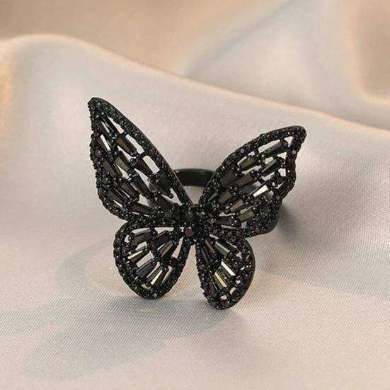 Женское кольцо в форме бабочки со стразами, регулируемое открывающееся кольцо для банкета, вечеринки, свадьбы, ювелирные изделия