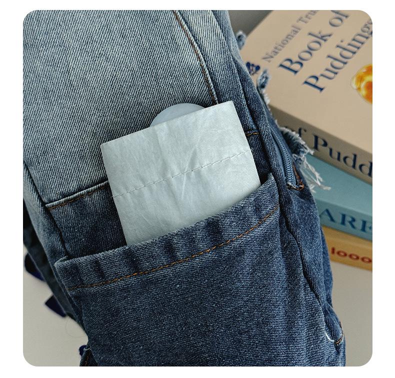 2025 Gradient Wash Star Design Retro Denim Backpack for Students