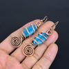 Blue Chalcedony Copper Electroformed Earrings, Handmade Gemstone Earrings Jewelry, Gifts For Wife Brand New Earrings