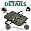 Camping Knife Roll Bag Waxed Canvas Outdoor Picnic Utensil Organizer Portable Knife Carrier