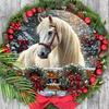 Теплая зимняя деревянная рождественская табличка с узором белой лошади, круглая рождественская табличка для декора на входную дверь или стену, идеальный рождественский подарок