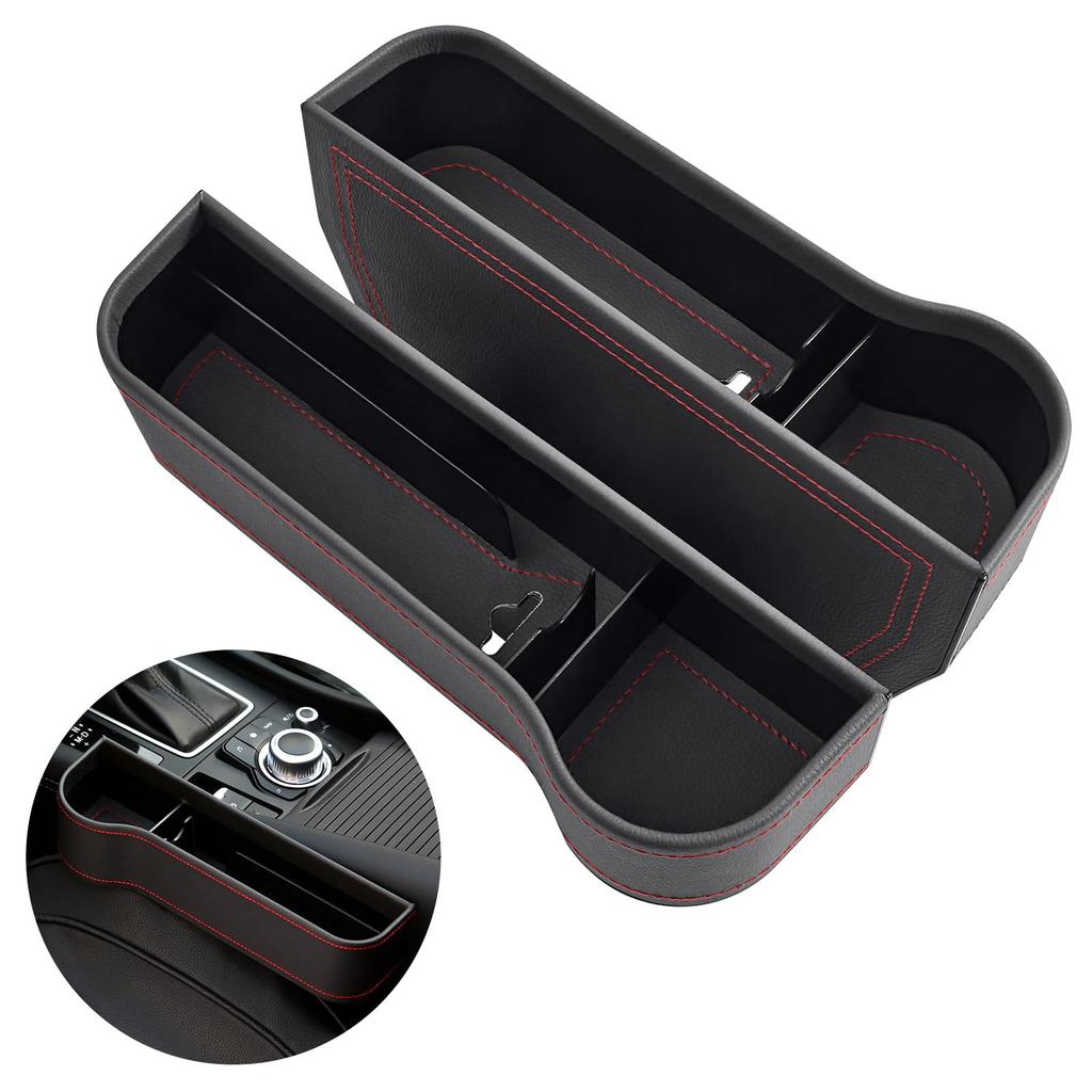 Car Seat Gap Storage Large PU Leather Side Storage Convenient Car Cell Remote Small Item Includes Drink Fits Water Bottles Up To In Insertable Storage