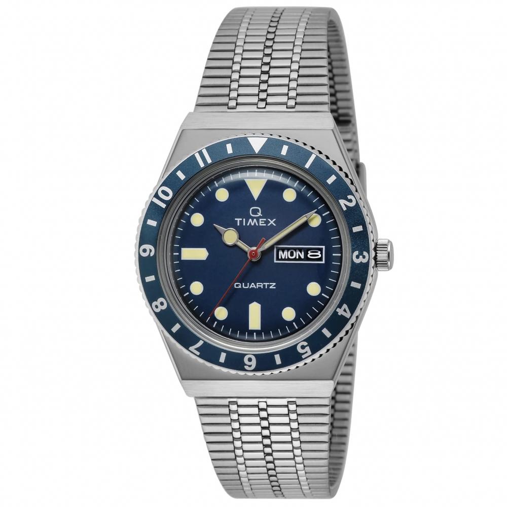 TIMEX Watch QTimex Blue Dial Stainless Steel Acrylic Quartz Japanese Movement 38MM America Watch TW2U61900 Men's Silver