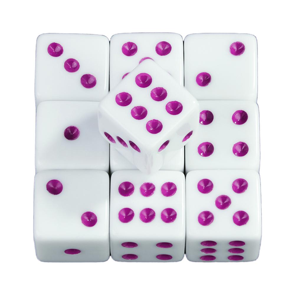 Белые игральные кости 10 шт. 6-гранные игральные кости квадратные углы 16 мм математические развлечения акриловые игральные кости инструмент