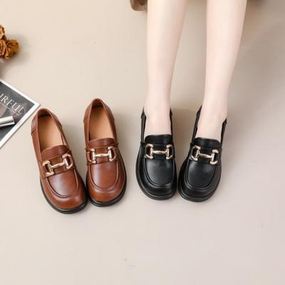 Женская обувь из коровьей кожи, натуральная кожа, низкий верх, толстый каблук, средний каблук, мягкая подошва, мягкая поверхность, круглый носок, удобная и универсальная, повседневная офисная