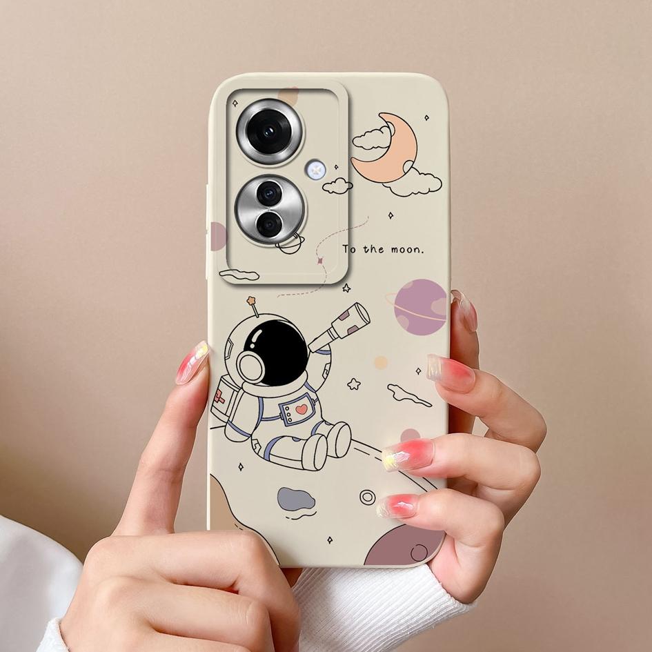 Чехол для OPPO A60 A59 Realme C65 12x Reno11 Pro, чехол для телефона с милым астронавтом-пилотом, противоударный, мягкий жидкий силикон, популярный чехол-бампер для OPPO