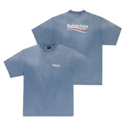 Balenciaga 764235 Tiv52 9798 Футболка с коротким рукавом с политическим граффити для мужчин