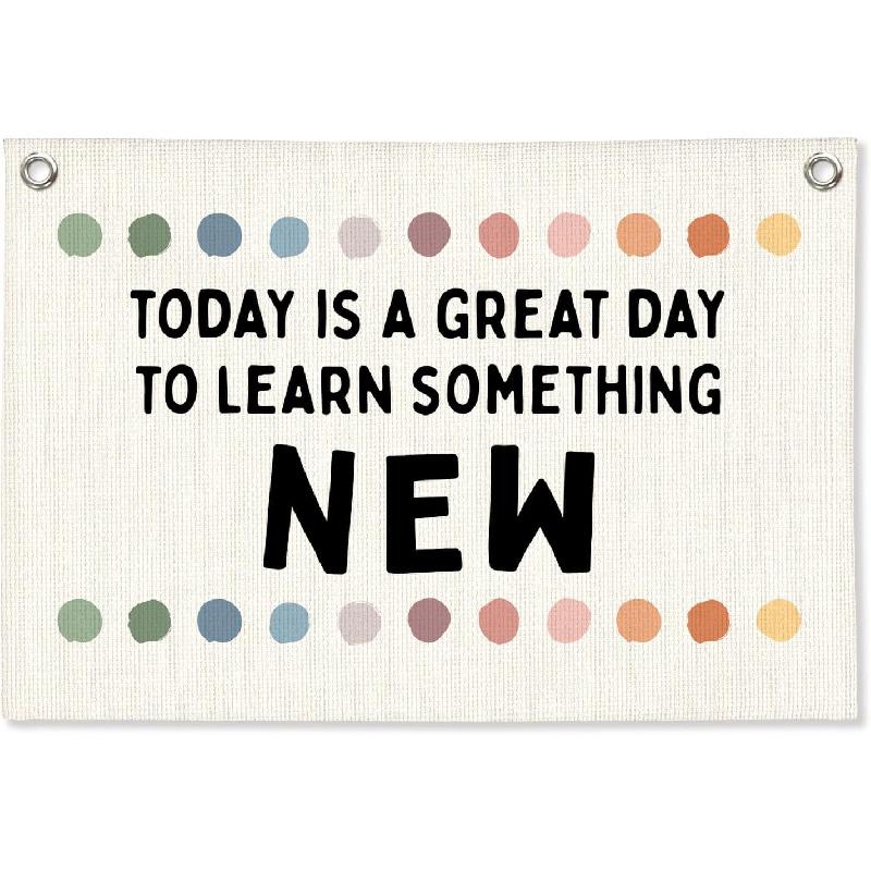 Винтажный Декор Стены Классной Комнаты, Вывеска Добро Пожаловать, Ретро Баннер-Флажок на Холсте для Игровой Комнаты, Детской Комнаты, Нейтральное Настенное Искусство для Комнаты Малыша, Мальчиков