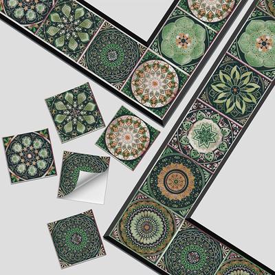 24 шт. Ретро наклейки на стену с мандалой, кухонные самоклеящиеся водостойкие наклейки на плитку, декор для ванной комнаты, марокканская наклейка из ПВХ