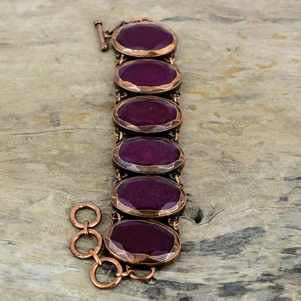 Граненый кашмирский рубин браслет гальваноформированный медный браслет регулируемый браслет-цепочка украшения ручной работы браслет с настоящим драгоценным камнем подарки для него