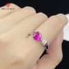 # 3 Red Corundum Imitation Red Tourmaline Simple Heart Shaped Open Ring Female Fashion Network Red Live Ring Jewelry