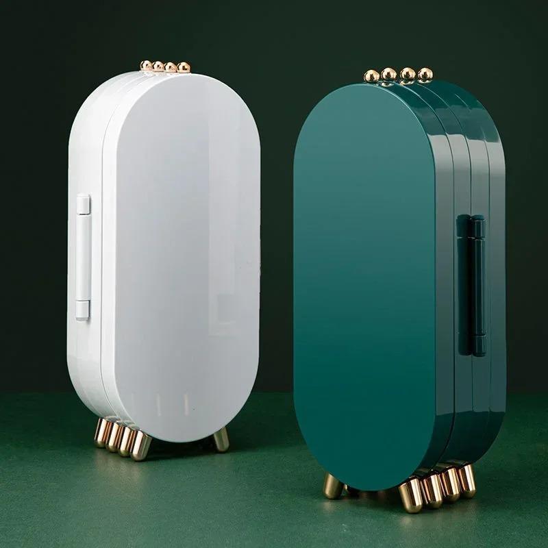 Большой ящик для хранения ювелирных изделий с 240 отверстиями, подставка для сережек, браслет, органайзер для ожерелья, складная портативная пластиковая коробка, 4 двери