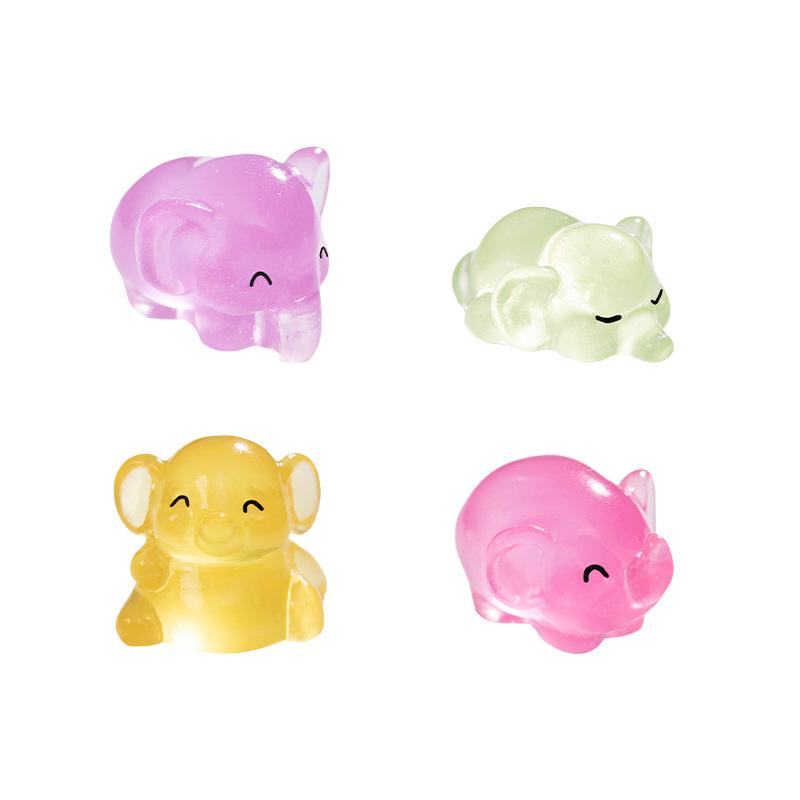 Micro Landscape Cartoon Cute Glow-in-the-dark Elephant Figure Decoration Diy Decorative Accessories Desktop Car Resin Decoration
