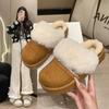 Fashion 2025 Fashion Striped Fluffy House Slippers for Women Winter Warm Plush Cotton Shoes Woman Comfort Non Slip Fur Platform Slippers
